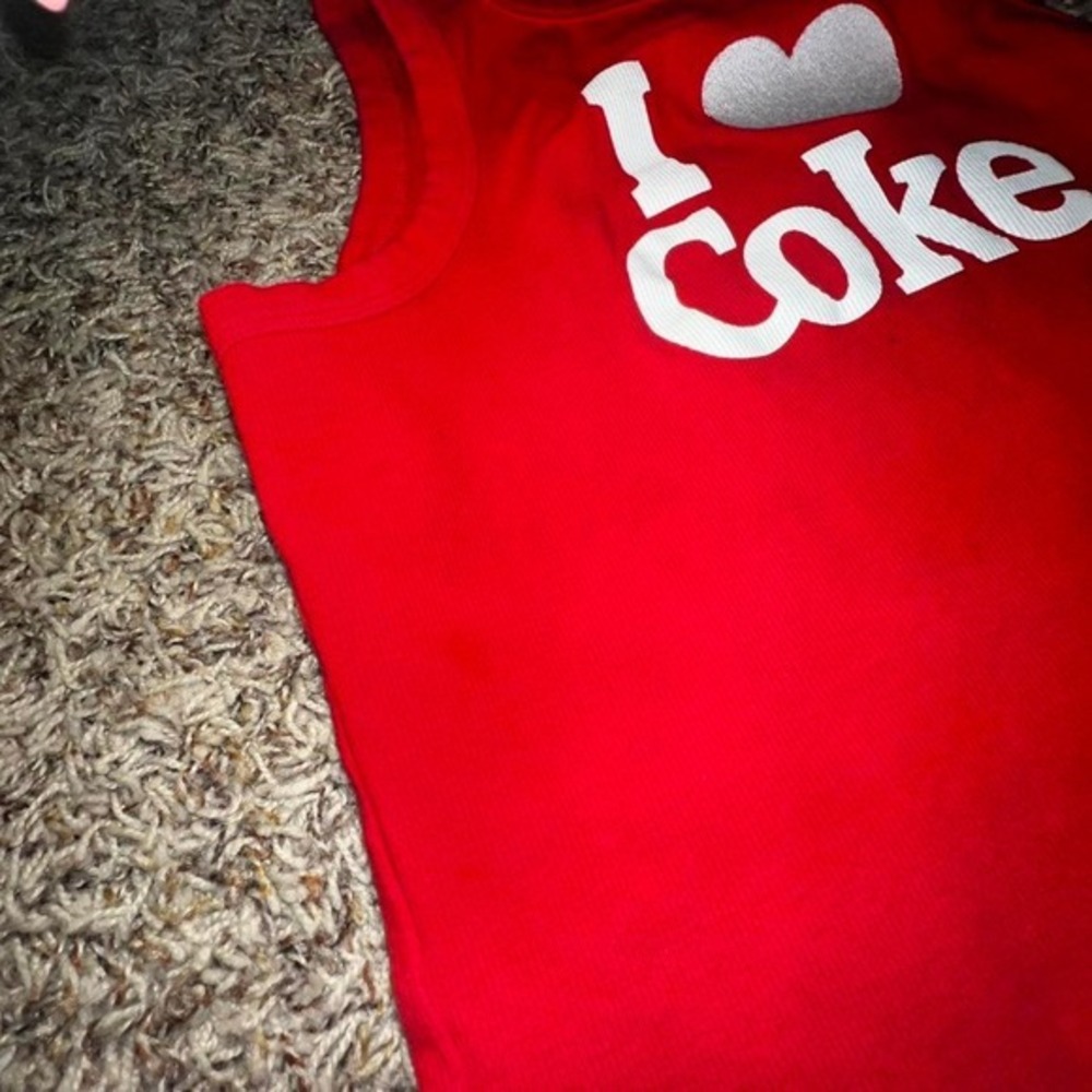 Coca-Cola I ❤️ Coke Ribbed Tank Top Red Graphic Y2K Inspired Size Large - Picture 4 of 6